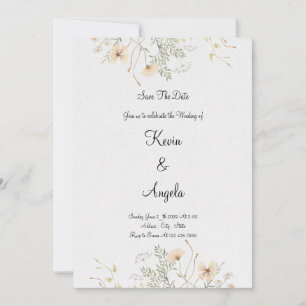 Invitación Elegante Floral Guardar la Fecha Boda