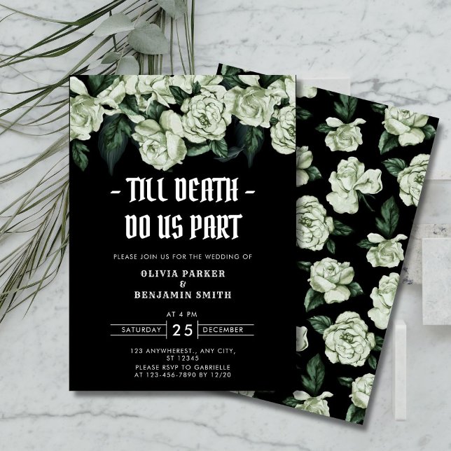 Invitación Elegante floral hasta la muerte nos hace Boda parc (till death do us part wedding invitation)