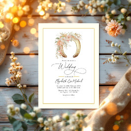 Invitación Elegante Floral Herradura Boda Occidental Código Q