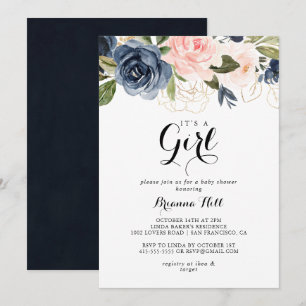 Invitación Elegante floral invernal es un Baby Shower Chica