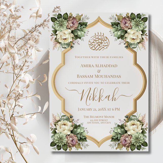 Invitación Elegante floral islámica Nikkah (Subido por el creador)