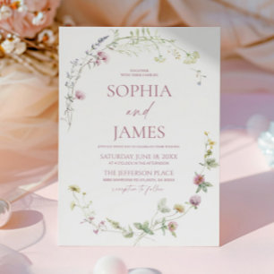 Invitación Elegante Floral Marco de Flor Silvestre Boda