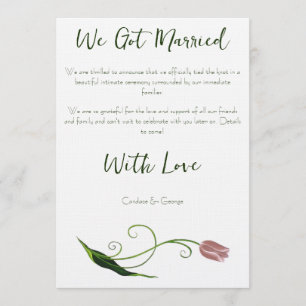 Invitación Elegante Floral Minimalista de Tulipán Rosa Rubor