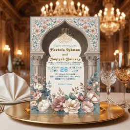 Invitación Elegante Floral Musulmana de Acuarela para Boda