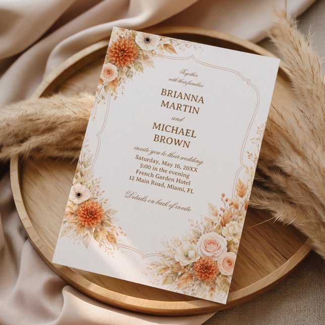 Invitación Elegante Floral Neutral Cálida (Subido por el creador)