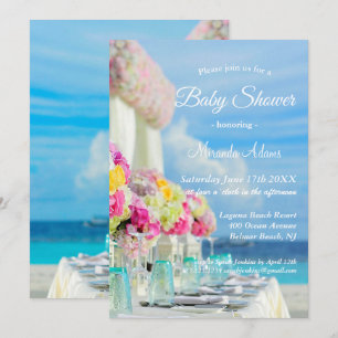 Invitación Elegante Floral Ocean Beach Summer Baby Shower