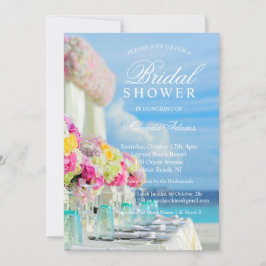 Invitación Elegante Floral Ocean Beach Summer Bridal Shower