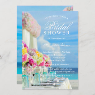 Invitación Elegante Floral Ocean Beach Summer Bridal Shower