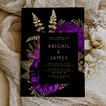Elegante Floral Oscuro Malhumorado Púrpura Dorado