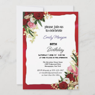 Invitación Elegante floral otoñal 50 cumpleaños