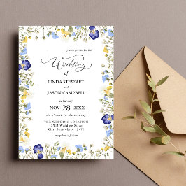 Invitación Elegante Floral Otoñal Acuarela Colorida Boda