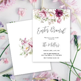 Invitación elegante floral para brunch de Pascua