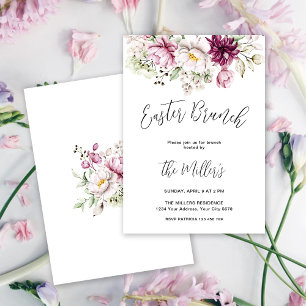Invitación elegante floral para brunch de Pascua