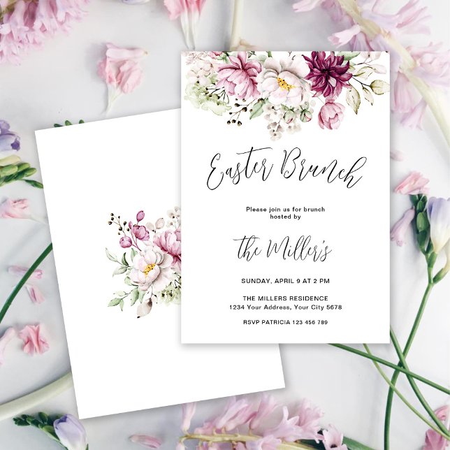 Invitación elegante floral para brunch de Pascua (Subido por el creador)