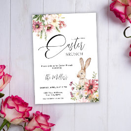 Invitación elegante floral para brunch de Pascua