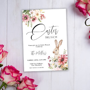 Invitación elegante floral para brunch de Pascua