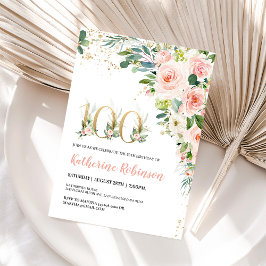 Invitación elegante floral para sus 100 cumpleaños