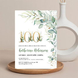 Invitación elegante floral para sus 100 cumpleaños