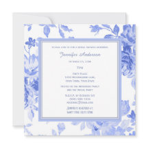 Elegante Floral Periwinkle Blue Bridal Shower