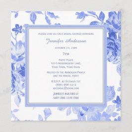 Invitación Elegante Floral Periwinkle Blue Bridal Shower