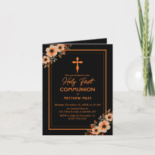 Invitación Elegante floral primera comunión católica