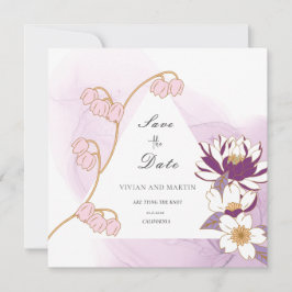 Invitación Elegante floral Purple Lotus Guardar la fecha