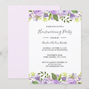 Invitación Elegante Floral Púrpura en Acuarela para Calentar
