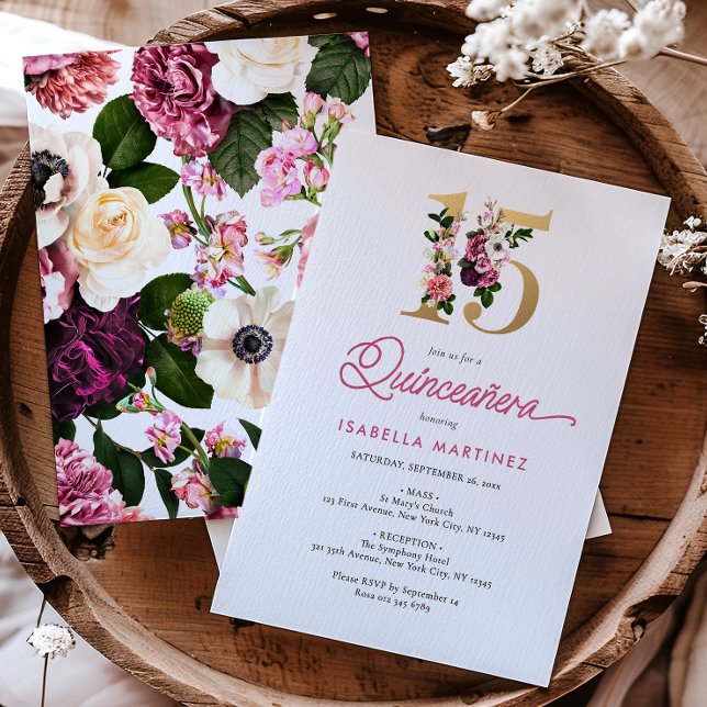 Invitación Elegante Floral Quinceañera (Subido por el creador)