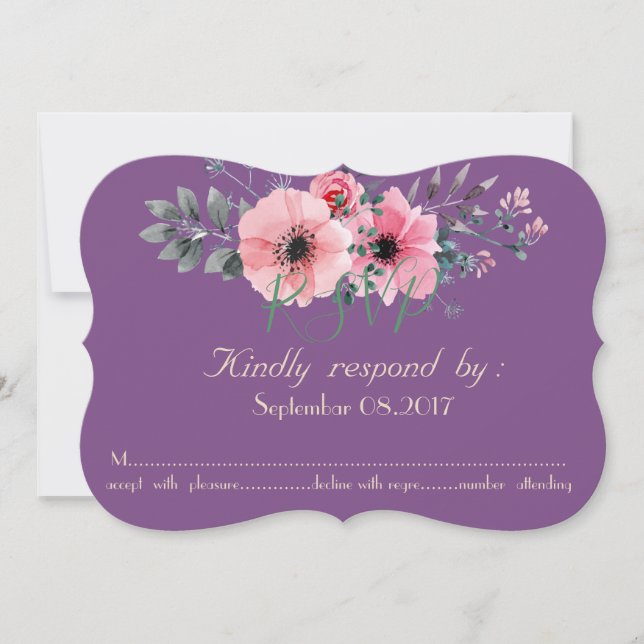 Invitación Elegante Floral Romántico RSVP (Anverso)