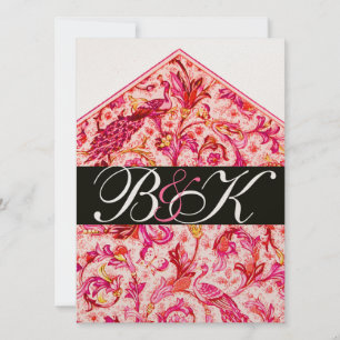 INVITACIÓN ELEGANTE FLORAL ROSA ANTIGUO MONOGRAMA FLORENTINO
