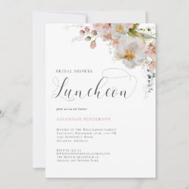 Invitación Elegante Floral Rosa Bridal Shower Luncheon