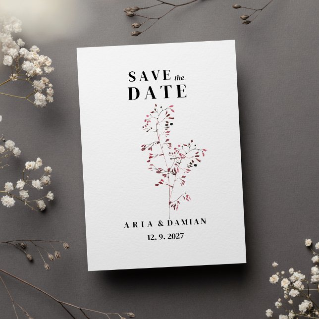 Invitación Elegante floral rosa burdeos simple salva la fecha (Elegant simple burgundy pink floral Save the Date )