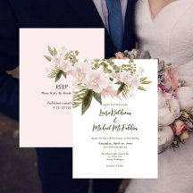 Elegante Floral Rosa Claro con RSVP de Boda