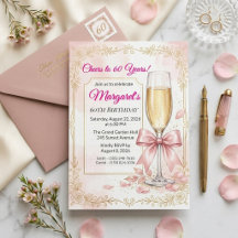 Elegante floral rosa con champán para 60 cumpleaño