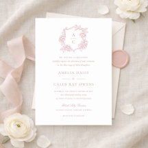 Elegante Floral Rosa Crest de Hortensia Boda