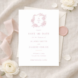 Invitación Elegante Floral Rosa Cresta de Hortensia Save the