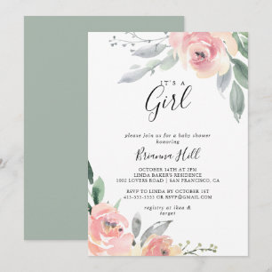Invitación Elegante floral rosa de Rubor es un Baby Shower Ch