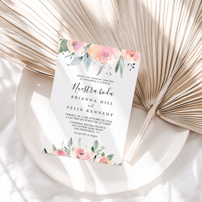 Invitación Elegante floral rosa de Rubor Nuestra Boda Boda (Subido por el creador)