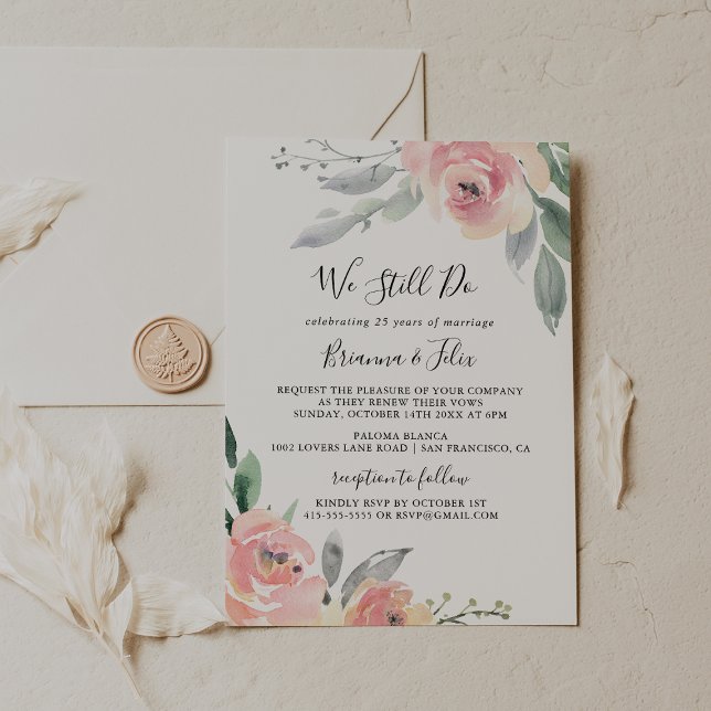 Invitación Elegante Floral rosa de Rubor que aún prometemos r (Subido por el creador)