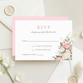 Invitación Elegante Floral Rosa Desvanecido Verde Bodas RSVP