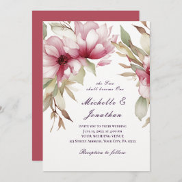 Invitación Elegante Floral Rosa Dos Se Convertirá En Una Bibl