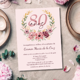 Invitación Elegante floral rosa española Fiesta de cumpleaños