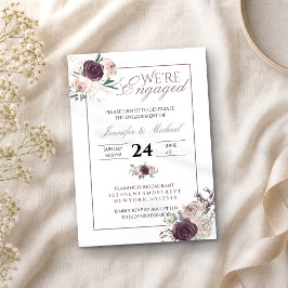 Invitación Elegante floral rosa moderno nos comprometimos