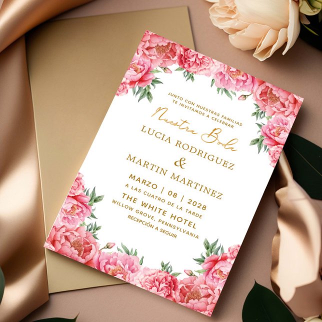 Invitación Elegante floral rosa Nuestra Boda (Subido por el creador)