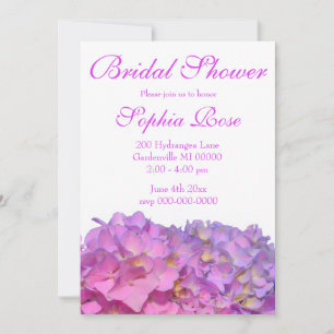 Invitación Elegante floral rosa púrpura hidrangeas