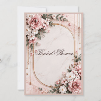 Invitación Elegante Floral Rosa Rubor