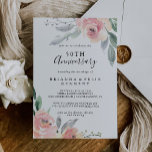 Invitación Elegante floral rosa Rubor 50 aniversario Boda<br><div class="desc">Esta elegante invitación al 50° aniversario de un boda de color rosa y floral es perfecta para un evento moderno. El diseño presenta rosas de color rosa a mano y peonías con hojas verdes y grises,  inspirando la belleza natural. Cambiar el número para celebrar cualquier hito en el aniversario.</div>