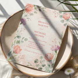 Invitación Elegante Floral Rosado
