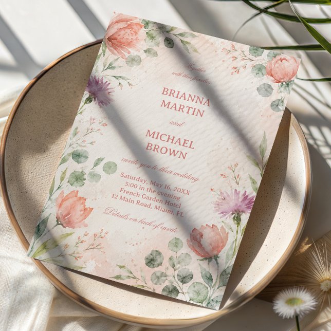 Invitación Elegante Floral Rosado (Subido por el creador)