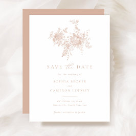 Invitación Elegante floral Rubor Boda rosa salva la fecha